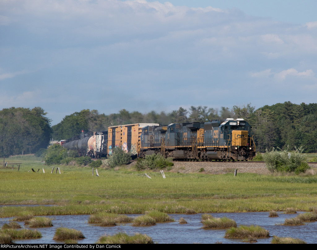 CSXT 8872 Leads M427 at the Scarborough Marsh